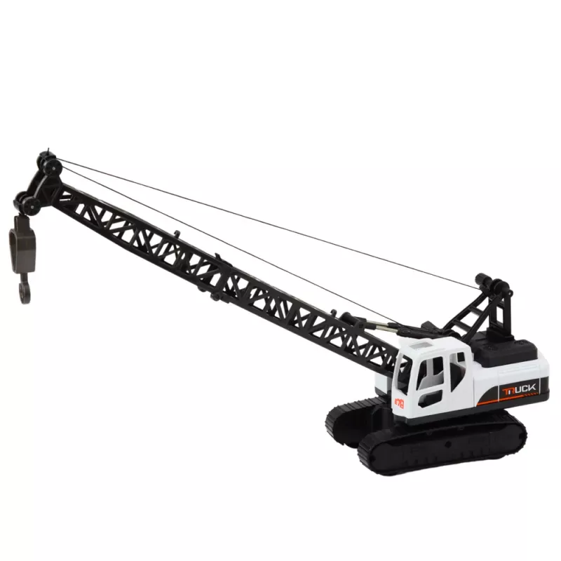 LEAN TOYS Ερπυστριοφόρος γερανός με περιστροφή 360° και κινητό γάντζο, Λευκό