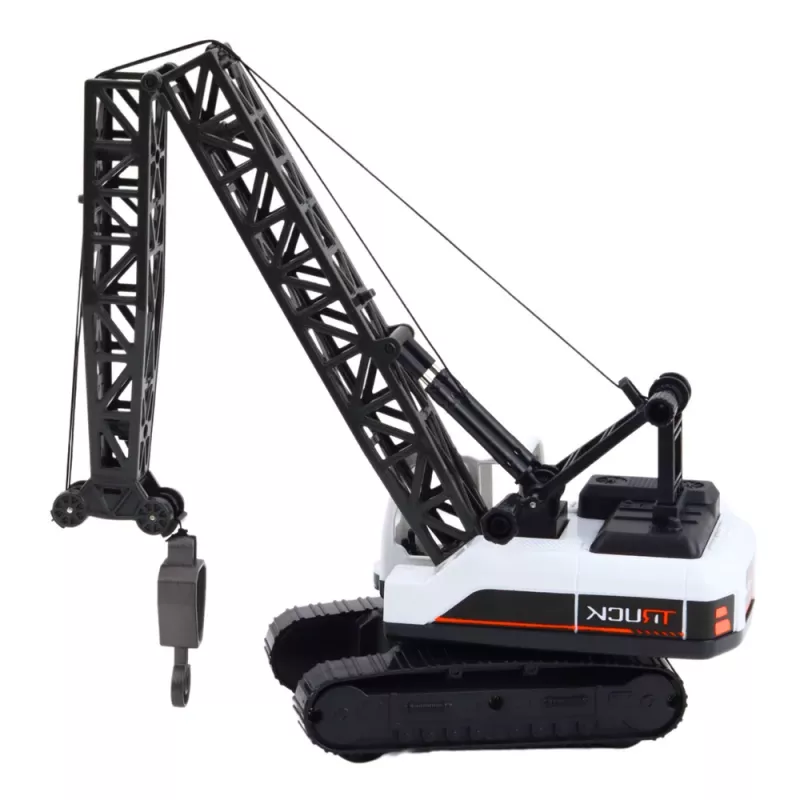 LEAN TOYS Ερπυστριοφόρος γερανός με περιστροφή 360° και κινητό γάντζο, Λευκό