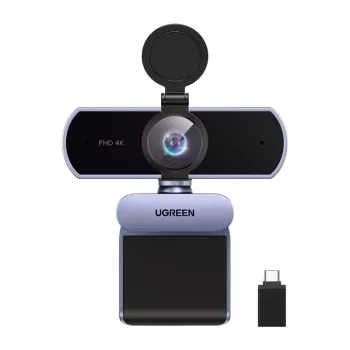 UGREEN FineCam Lite 4K UHD webcam με συστοιχία 4 μικροφώνων, Privacy-Shutter, ρυθμιζόμενο οπτικό πεδίο, Auto-Framing, HDR, USB-C, Γκρι