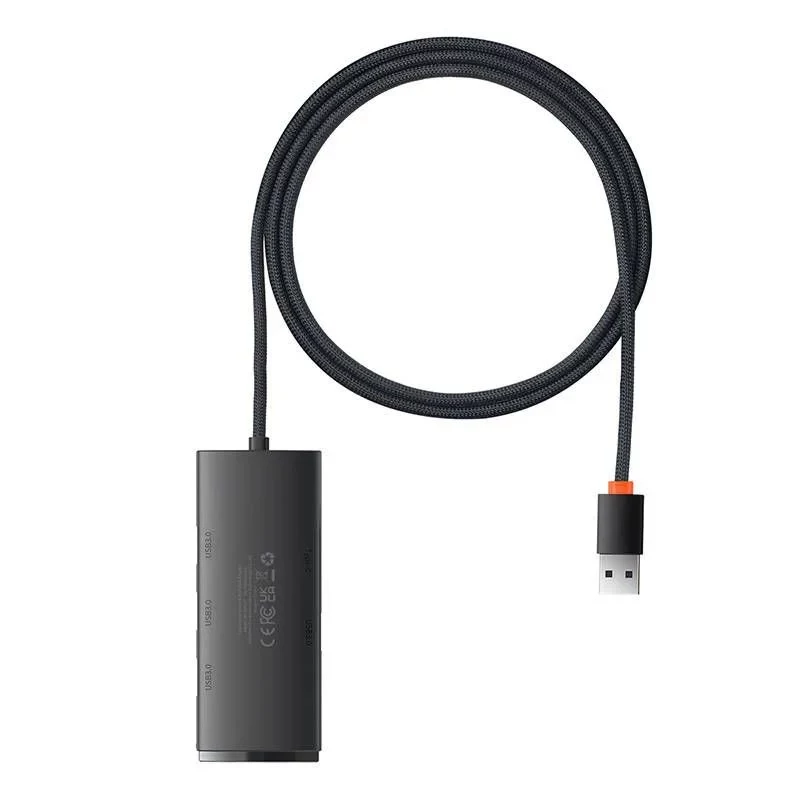 Baseus Lite Series 4-Port USB 3.0 Hub - 5Gbps, Bus-Powered, Μαύρο (WKQX030101)
