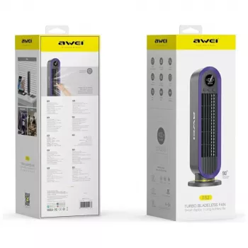 AWEI F52 φορητός ανεμιστήρας πύργος 3600mAh USB-C επαναφορτιζόμενος γκρι