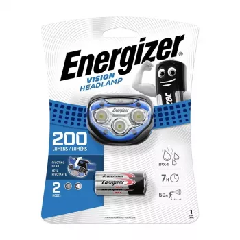 Energizer 326243 LED Φακός κεφαλής, 200 Lumen, IPX4 Ανθεκτικός στο νερό, 3 μπαταρίες AAA περιλαμβάνονται, Μαύρο