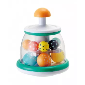 B-KIDS Rollabout Ball Top Infantino – Mint παιχνίδι στοίβαξης και περιστροφής με χάντρες κουδουνίστρας για μωρά από 6 μηνών