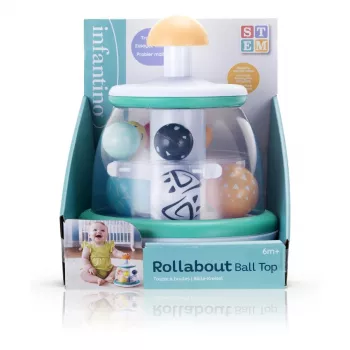 B-KIDS Rollabout Ball Top Infantino – Mint παιχνίδι στοίβαξης και περιστροφής με χάντρες κουδουνίστρας για μωρά από 6 μηνών