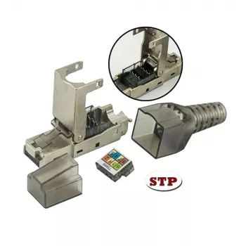 Techly 101911 RJ45 Cat6a 10G αρθρωτό βύσμα χωρίς εργαλεία, STP
