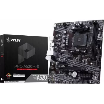 MSI A520M-S AMD A520 AM4 Micro-ATX Μητρική κάρτα - DDR4, HDMI, DVI, VGA, Gigabit-LAN