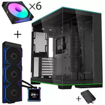 Lian Li O11D EVO RGB κουτί PC πακέτο + HydroShift II LCD-S 360TL AiO + 6x UNI FAN SL-INF 120 Reverse Blade ανεμιστήρες + UNI HUB SL-INF - μαύρο