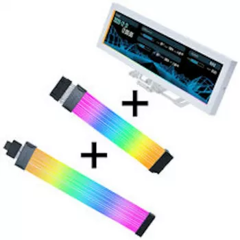 Lian Li Visual Upgrade Kit Strimer Wireless 24-Pin RGB Καλώδιο μητρικής, Controller + 12V-2x6 GPU Καλώδιο Wide & 8.8 Universal Screen - λευκό