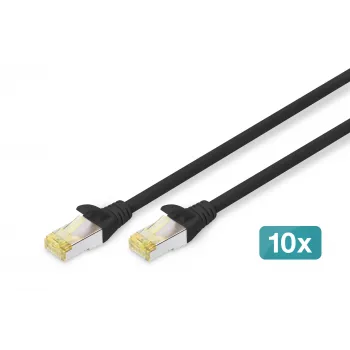 Καλώδιο Patch DIGITUS - CAT6a - S/FTP - Snagless - Cu - 0,5m - μαύρο - 10 τεμ.