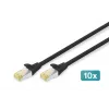 Καλώδιο Patch DIGITUS - CAT6a - S/FTP - Snagless - Cu - 0,5m - μαύρο - 10 τεμ.