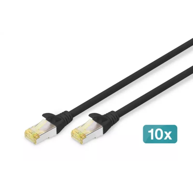 Καλώδιο Patch DIGITUS - CAT6a - S/FTP - Snagless - Cu - 0,5m - μαύρο - 10 τεμ.
