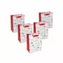 SIGEL GT133 Χριστουγεννιάτικες τσάντες δώρων σε σχέδιο ακουαρέλας, μικρές, λευκό/κόκκινο/χρυσό, συσκευασία 5 τεμ.