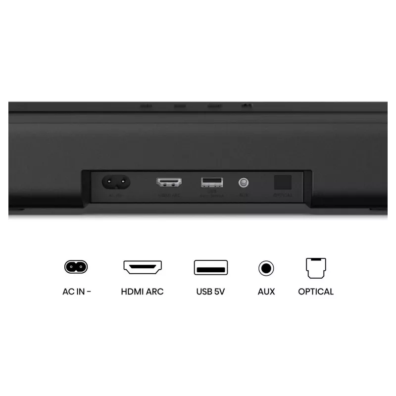 Hisense HS1000 Soundbar 2.0 Κανάλια 60W Bluetooth HDMI ARC USB AUX Οπτική Μαύρο