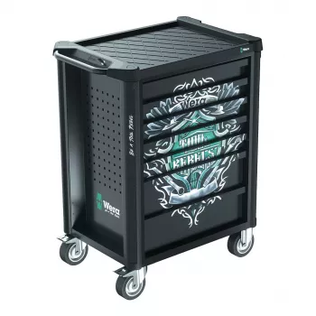 Wera 9700 Tool Rebel Werkstattwagen 1, 7 Συρτάρια, Επιφάνεια Εργασίας Ανοξείδωτου Χάλυβα, Πράσινο/Μαύρο