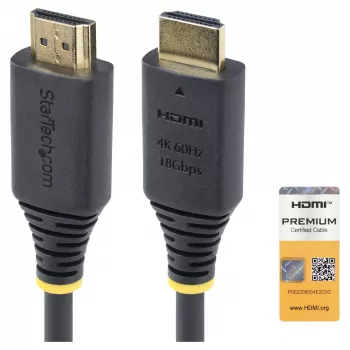 StarTech.com 1,5 m (4,9 ft) Premium Certified High Speed Καλώδιο HDMI, 4K60Hz, Μαύρο