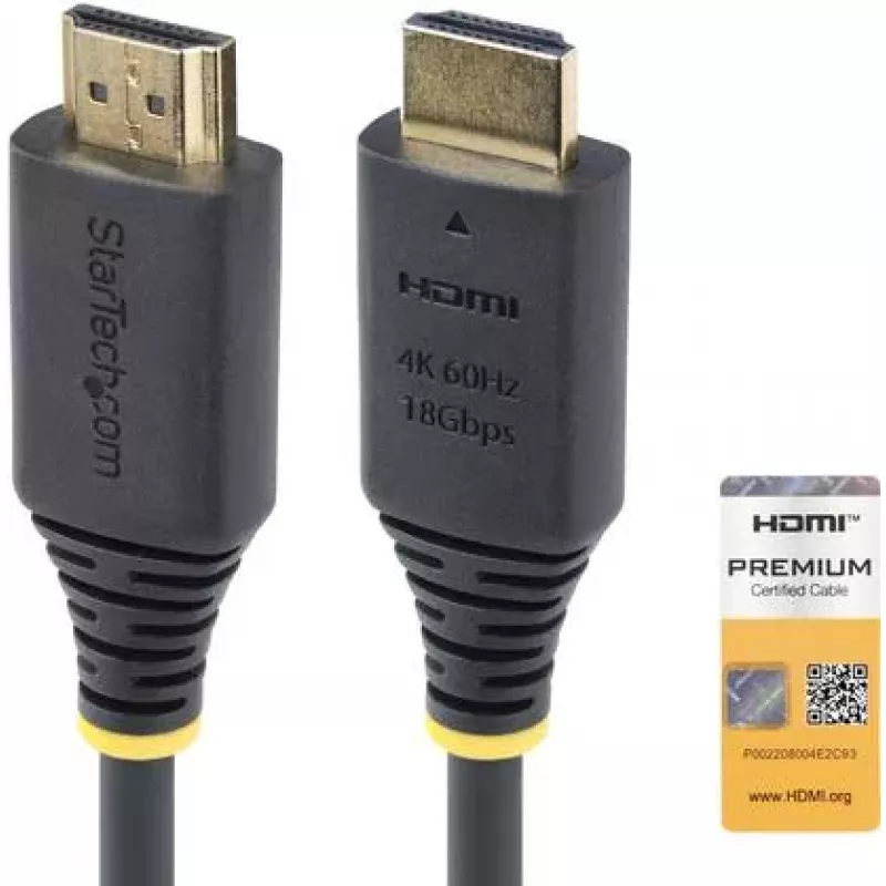 StarTech.com 1,5 m (4,9 ft) Premium Certified High Speed Καλώδιο HDMI, 4K60Hz, Μαύρο