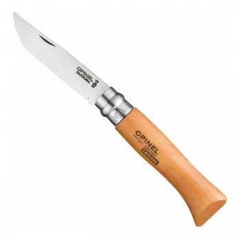 Opinel No. 08 Μαχαίρι Τσέπης με Κλείδωμα από Ανθρακούχο Χάλυβα με Λαβή από Ξύλο Οξιάς