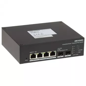 Hikvision DS-3T1506HP-EI-UPS LinkVu Smart Managed Industrial Solar PoE Switch, 6-Port, 4x PoE++ 90W, 110W Budget, ενσωματωμένο UPS