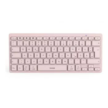 Inateck Ασύρματο πληκτρολόγιο Bluetooth QWERTZ Ροζ - Λεπτό, φορητό πληκτρολόγιο για Windows, macOS, iOS, Android
