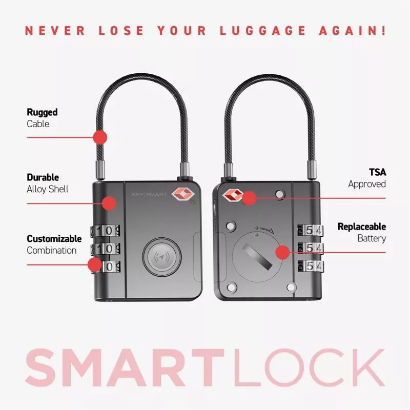 KEYSMART SmartLock TSA Approved Find My Κλειδαριά Μαύρο