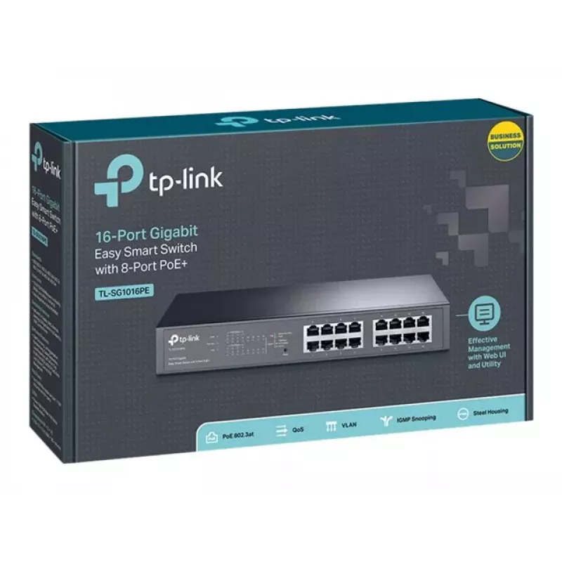 TP-LINK TL-SG1016PE 16-Port Gigabit Easy Smart PoE+ Switch (110W, 8 Θύρες PoE+, Rackmountable)
