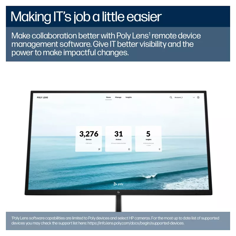 Poly Studio E60 PTZ κάμερα συνδιάσκεψης - 4K UHD, Dual 8MP, PoE+