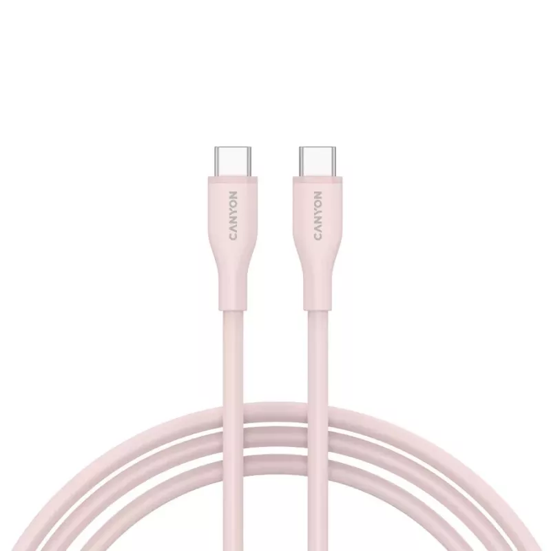 CANYON Καλώδιο USB-C σε USB-C 60W 1m Σιλικόνης Pink Sand