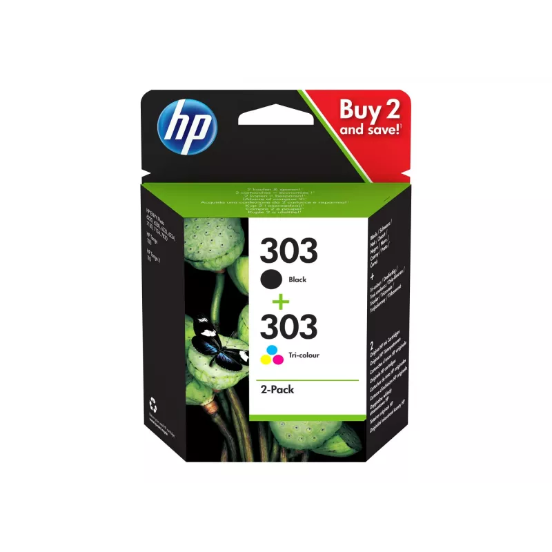 HP 303 Μαύρο/Τρίχρωμο Original Μελανοδοχείο Συσκευασία 2 τεμ.