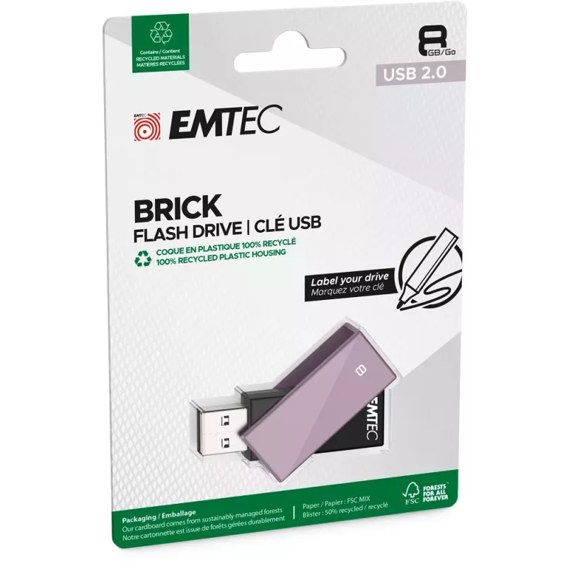 Emtec USB 2.0 C350 8GB Brick μωβ USB Flash Drive