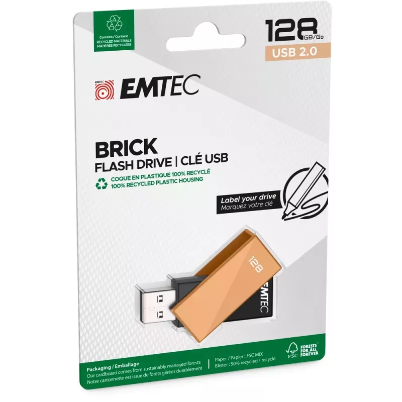 Emtec USB 2.0 C350 128GB Brick πορτοκαλί USB Flash Drive