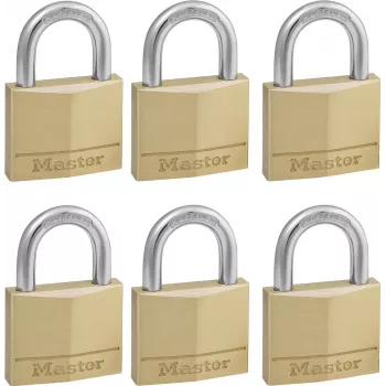 Master Lock 140EURSIX συσκευασία 6 τεμ. λουκέτα με ίδιο κλειδί 22mm ορειχάλκινο σώμα