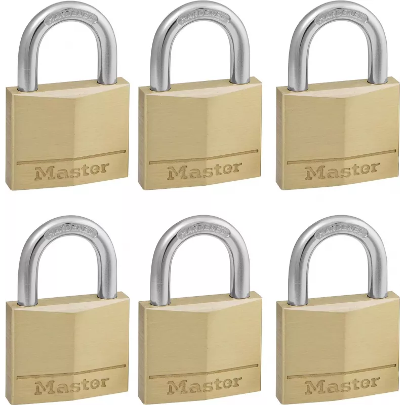 Master Lock 140EURSIX συσκευασία 6 τεμ. λουκέτα με ίδιο κλειδί 22mm ορειχάλκινο σώμα