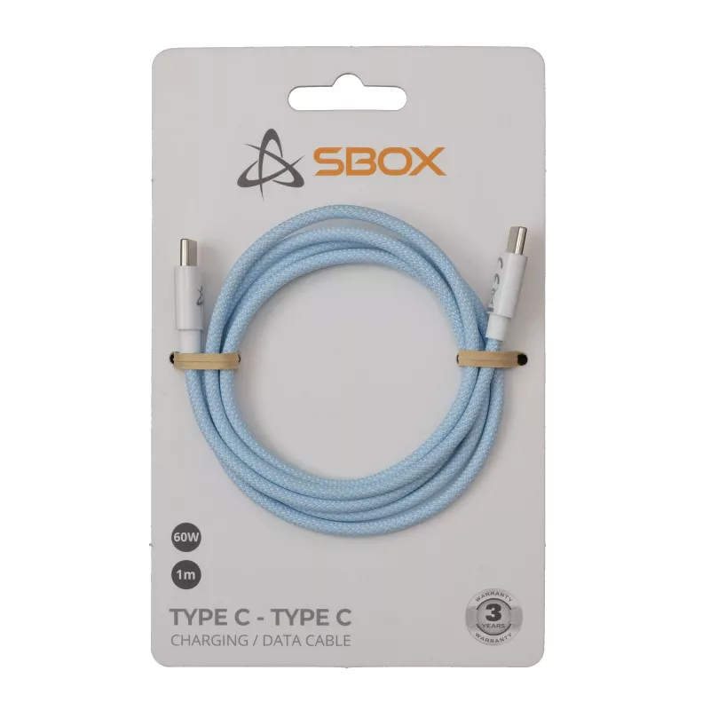 Καλώδιο SBOX TYPE-C-1-BL USB-C σε USB-C M/M, 1 m, πλεκτό, 480 Mbps, μπλε