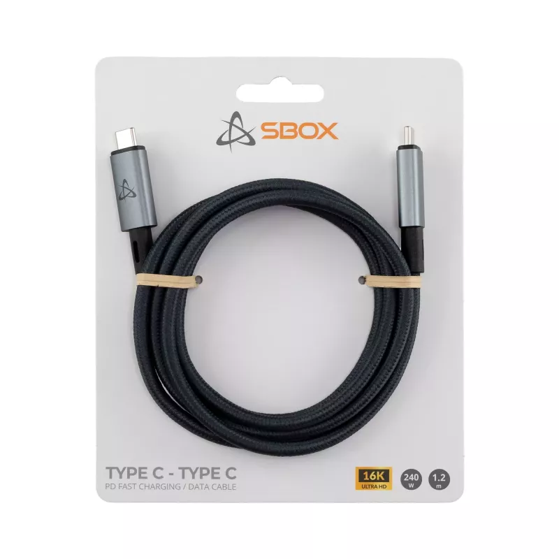 Καλώδιο SBOX TYPE-C 240W 80 USB-C σε USB-C M/M, USB4 v2.0, 1,2 m, 240W, 80 Gbps, 16K/60Hz