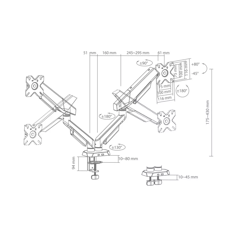 White Shark KHUFU-II GMS-3211 / 2 Βάση οθόνης γραφείου