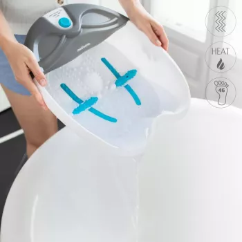 MEDISANA FS 350 ποδόλουτρο με μασάζ φυσαλίδων και δονήσεων, θέρμανση, ροδάκια, εξαρτήματα πεντικιούρ
