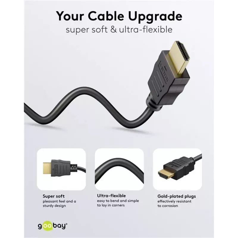 Goobay Καλώδιο HDMI High-Speed με Ethernet | Soft | 0,5 m