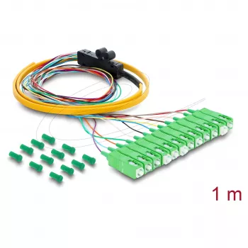 Delock Καλώδιο fanout οπτικής ίνας Pigtail 12 x SC-APC Απλός συνδετήρας σε 12 x Ανοιχτά άκρα 1 m