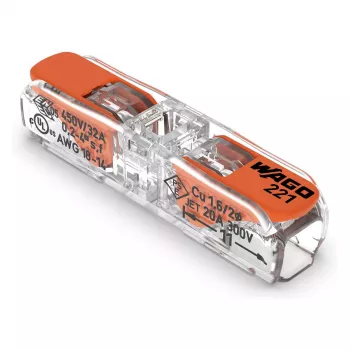 WAGO 221-2411 σύνδεσμος inline 2 αγωγών 4 mm² συσκευασία 60 τεμ.