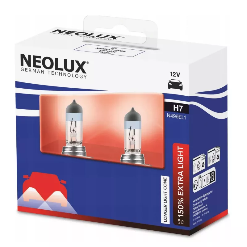 Neolux H7 Extra Light συσκευασία 2 τεμ. λάμπα αλογόνου 12V 55W
