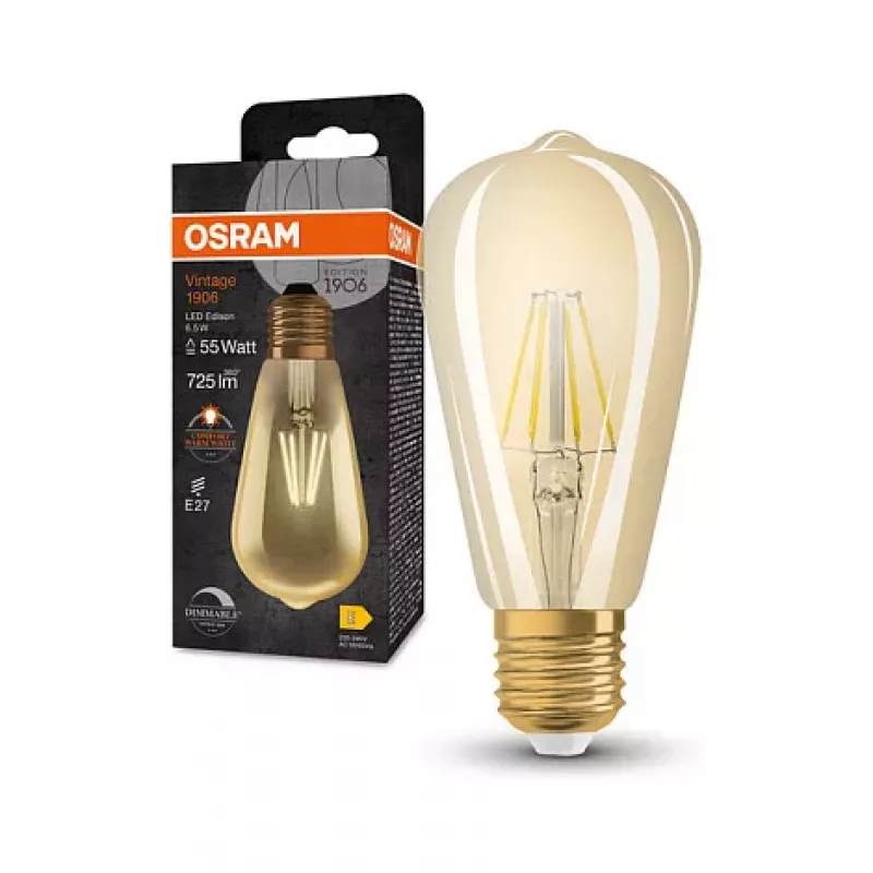 OSRAM LED λάμπα 6,5W 725lm 2400K E27 dimmable Filament χρυσό