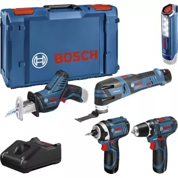 Bosch Power Tools 12V σετ εργαλείων 5 τεμ. GOP + GSR + GDR + GSA + GLI (μπλε, 3x μπαταρίες Li-Ion 2,0 Ah)