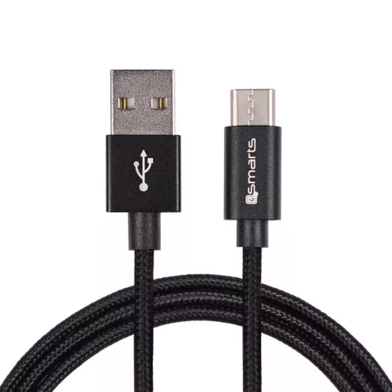 4SMARTS Καλώδιο USB-A σε USB-C RapidCord 2A, 2m, Μαύρο