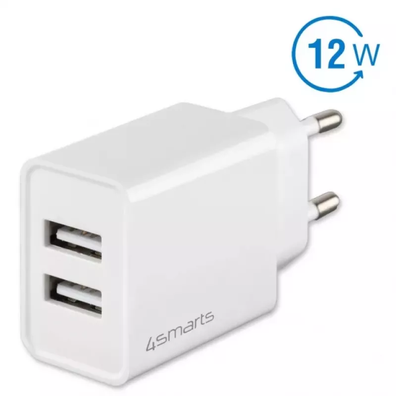 4SMARTS VoltPlug Dual 12W Φορτιστής Τοίχου (χωρίς καλώδιο), Λευκό