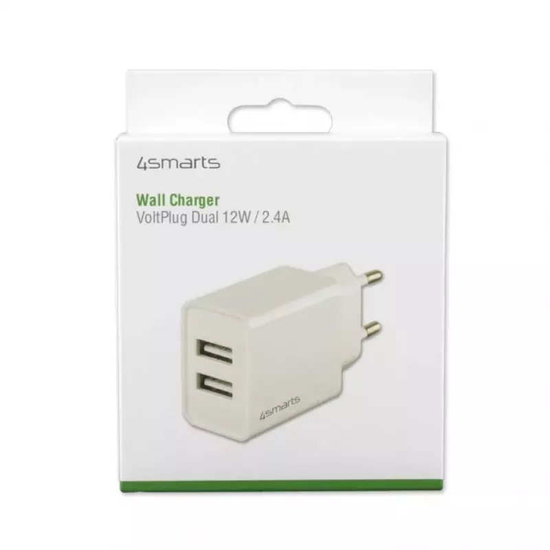 4SMARTS VoltPlug Dual 12W Φορτιστής Τοίχου (χωρίς καλώδιο), Λευκό