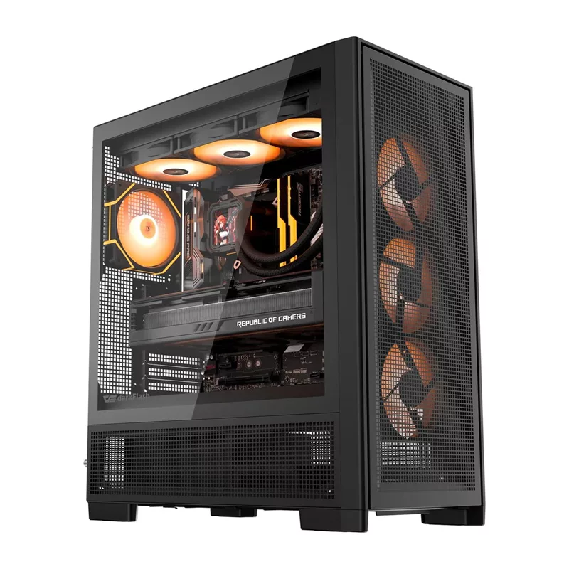 DarkFlash AIRNOVA κουτί υπολογιστή Big Tower, E-ATX, 3 ανεμιστήρες 120 mm, USB-C Gen2, μαύρο