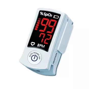 ROSSMAX SB100 Παλμικό οξύμετρο δακτύλου με παρακολούθηση SpO2 και παλμικής συχνότητας, διχρωματική οθόνη LED, 6 λειτουργίες ένδειξης, αυτόματη απενεργοποίηση, ένδειξη στάθμης μπαταρίας, για οικιακή και κλινική χρήση
