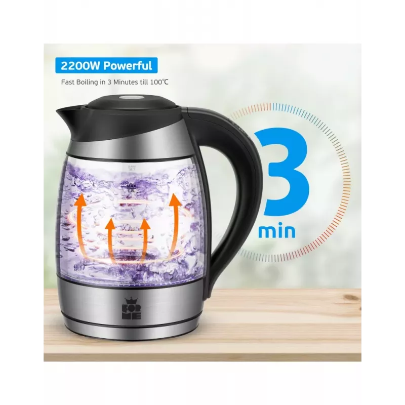 ForMe FKG-458 Ασύρματος βραστήρας 1,8 L Ανοξείδωτο ατσάλι / Μαύρο