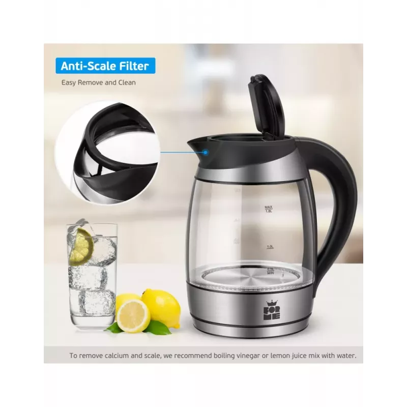ForMe FKG-458 Ασύρματος βραστήρας 1,8 L Ανοξείδωτο ατσάλι / Μαύρο