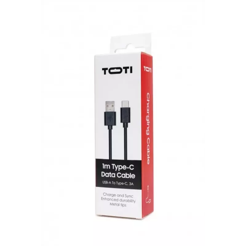 SEEK TOTI Καλώδιο δεδομένων USB-A σε Type-C, 1m PVC 3A, Μαύρο